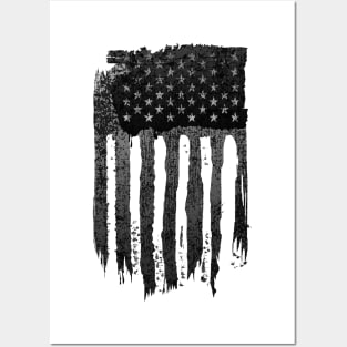 Black White American Flag Posters and Art